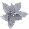The Christmas Shop Silver Clip-on Poinsettia| Picks & Berries|Silver & White Theme