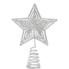 The Christmas Shop Silver 15cm Glitter Star Tree Topper| Treetop Stars|Silver & White Theme
