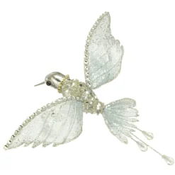 The Christmas Shop Silver Glitter Hummingbird| Silver & White Theme