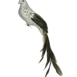 The Christmas Shop Silver Long Tail Bird| Characters|Silver & White Theme