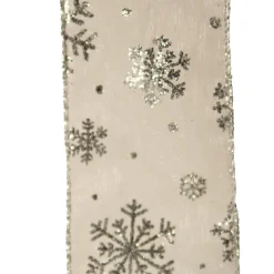 The Christmas Shop Silver Ribbon W/snowflakes| Ribbon|Silver & White Theme
