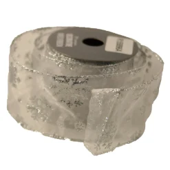 The Christmas Shop Silver Ribbon W/snowflakes| Ribbon|Silver & White Theme