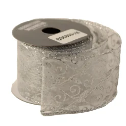 The Christmas Shop Silver W/vines Ribbon| Ribbon|Silver & White Theme