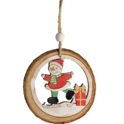 The Christmas Shop Skating Snowman In Log| Wood|Characters