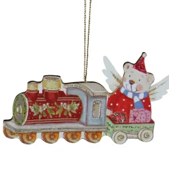 The Christmas Shop Teddy On Train| Wood|Other Colours