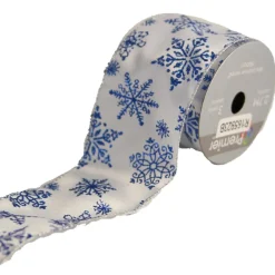 The Christmas Shop White Ribbon With Snowflakes| Ribbon|Other Colours