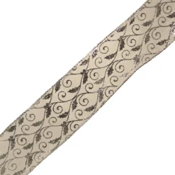 The Christmas Shop White W/Silver Holly Ribbon| Ribbon|Silver & White Theme