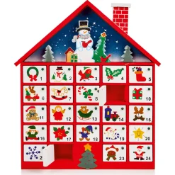 The Christmas Shop Wood Advent House| Wooden Ornaments|Advent Calendars - Card, Fabric And Wood