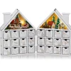 The Christmas Shop Wood Advent With LED Lights| Wooden Ornaments|Advent Calendars - Card, Fabric And Wood