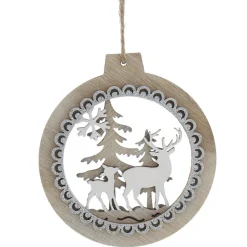 The Christmas Shop Wood Disc| Wood|Silver & White Theme