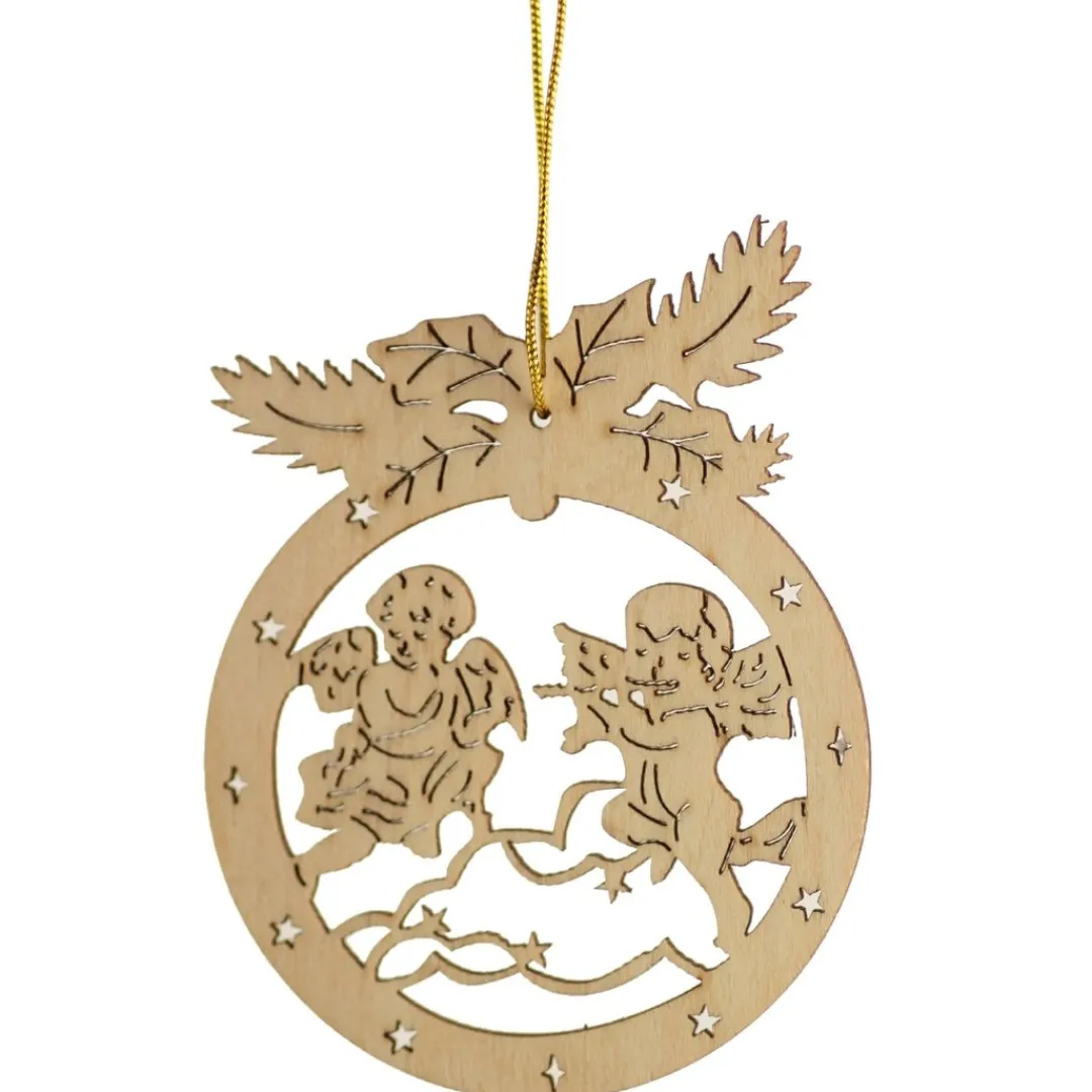The Christmas Shop Wood Ring With Cherubs| Wood