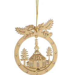 The Christmas Shop Wood Ring With Church| Wood