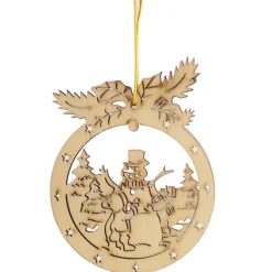 The Christmas Shop Wood Ring With Snowman And Boys| Wood