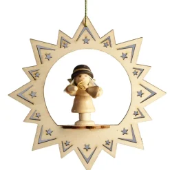 The Christmas Shop Wood Star With Angel (French Horn)| Wood