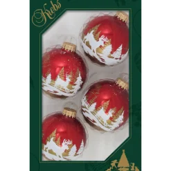 The Christmas Shop Woodland Baubles| Glass|Red Theme